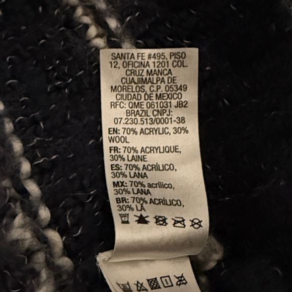 Roxy Blue White Gray Striped Chunky Knit Button Front Cardigan M Cottagecore Top - Picture 9 of 12